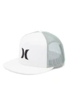 Hurley Icon Solid Flat Trucker Baseball Cap In White