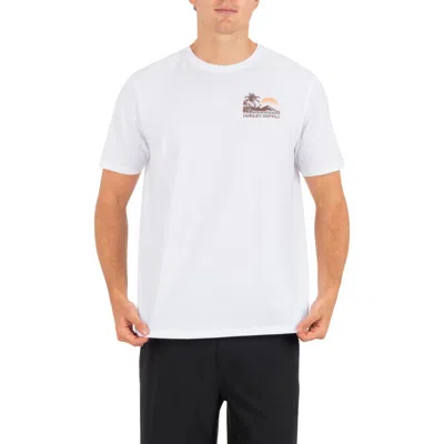 Hurley Island Scape Cotton Graphic T-shirt In White