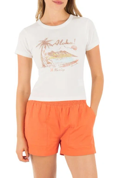 Hurley Island Time Crewneck Baby Tee In White