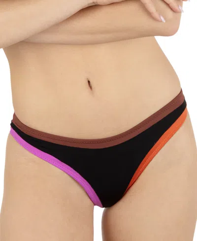 Hurley Juniors' Around The Block Cheeky Bikini Bottoms In Black Colorblock