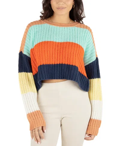 Hurley Juniors' Colorblocked Cropped Ribbed Sweater In Multi