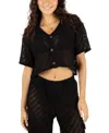 HURLEY JUNIORS' COTTON CROCHET CAMP COVER-UP SHIRT