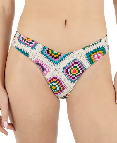 Hurley Juniors' Crochet Diamonds Printed Bikini Bottoms In Bondi Blue