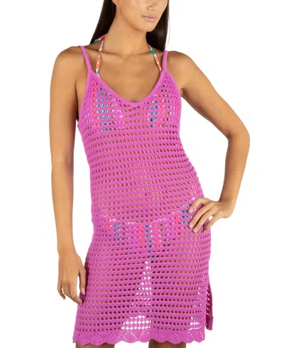 Hurley Juniors' Crochet Mini Dress Cover-up In Orchid