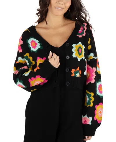 Hurley Juniors' Daisy Button-front Cardigan Sweater In Daisy Daze