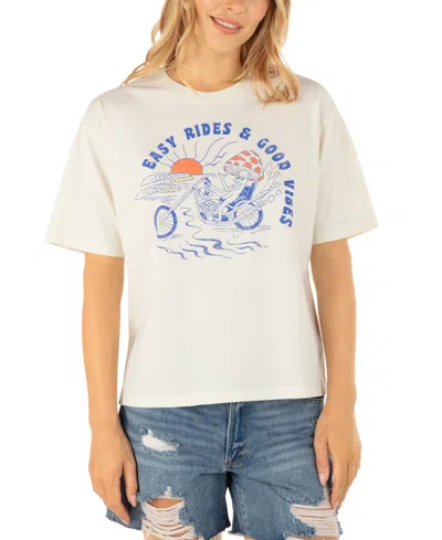Hurley Juniors' Easy Rides Cotton Slim Boyfriend T-shirt In White Vintage