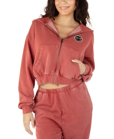 Hurley Juniors' Have Fun Cropped Zippered Hoodie In Chili
