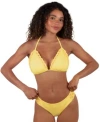 Hurley Juniors Macrame Bikini Top Hipster Bottoms In Yellow