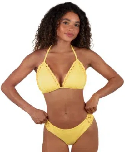 Hurley Juniors Macrame Bikini Top Hipster Bottoms In Yellow
