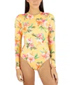 Hurley Juniors' Malia Floral-print Cut-out Back-zip Surf Suit In Sorbet