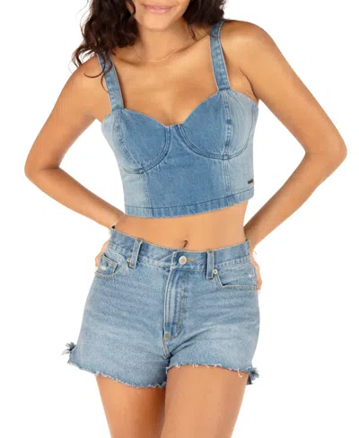 Hurley Juniors' Mika Cropped Corset Tank Top In Blue
