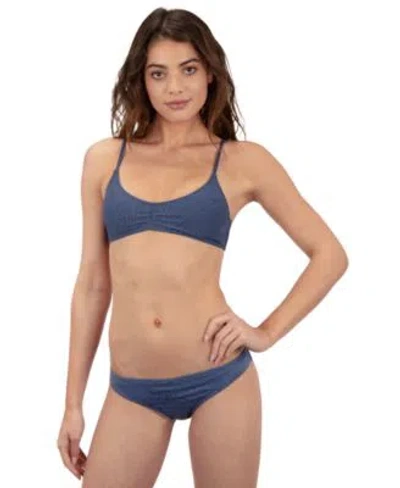 Hurley Juniors New Wave Scrunch Swim Bralette Bottoms In Blue