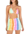 HURLEY JUNIORS OMBRE TIE DYED TRIANGLE BIKINI TOP COVER UP MINI SKIRT