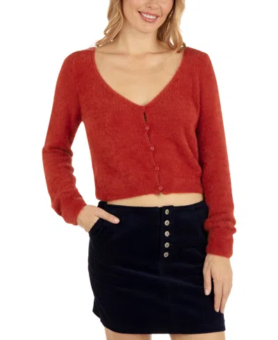 Hurley Juniors' Smooth Move Cropped Cardigan In Chili