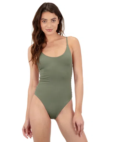 Hurley Juniors' Solid Cutout One-piece Swimsuit In Green