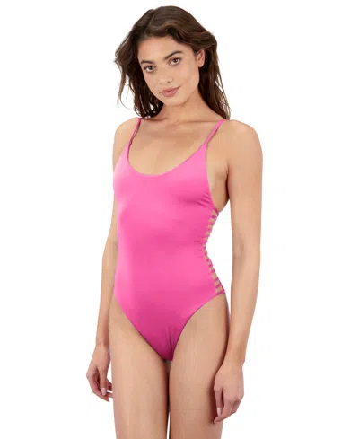Hurley Juniors' Solid Cutout One-piece Swimsuit In Pink