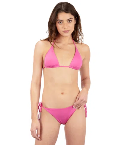Hurley Juniors' Solid Reversible Triangle Bikini Top In Pink