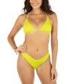 Hurley Juniors Solid Scrunch Classic Triangle Bikini Top V Front Bottoms In Acid Lime