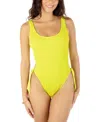 Hurley Juniors' Solid Scrunch One-piece Swimsuit In Acid Lime