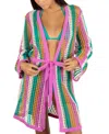 Hurley Juniors' Striped Crochet Robe Cover-up In Orchid