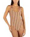Hurley Juniors' Sunset Stripe Crossback One-piece Swimsuit In Sunrise Pink