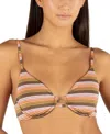 Hurley Juniors' Sunset Stripe Tab Underwired Bikini Top In Sunrise Pink