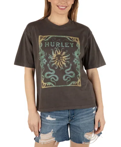 Hurley Juniors' Sunspell Oversized Boyfriend T-shirt In Black