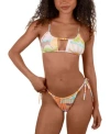 Hurley Juniors Vacay Dreams Bralette Bikini Top Side Tie Bottoms In Multi