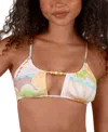 Hurley Juniors Vacay Dreams Bralette Bikini Top Side Tie Bottoms In Multi