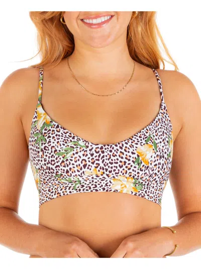 Hurley Juniors Womens Animal Print Adjustable Bikini Swim Top In Multi