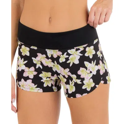 Hurley Juniors Womens Floral Print Shorts Swim Bottom Separates In Black