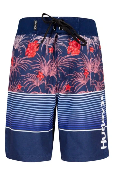 Hurley Kids' Americana Floral Board Shorts In Midnight Navy