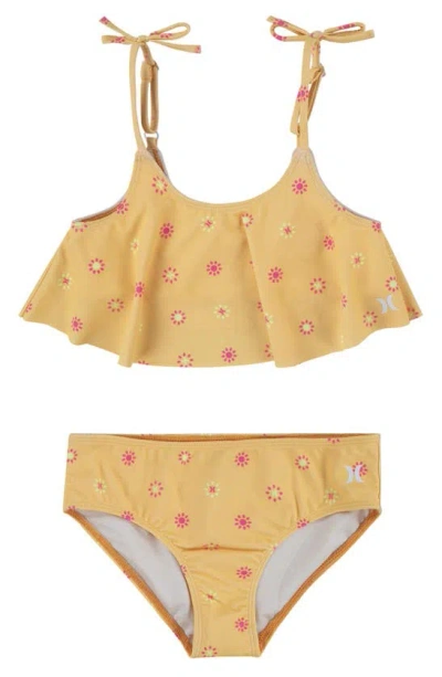 Hurley Kids' Bow Strap Two-piece Swimsuit In Melon Tint