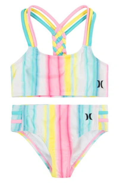 Hurley Kids' Braided Two-piece Swimsuit In Pink Multi