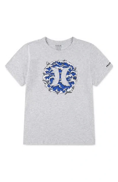 Hurley Kids' Fin Frenzy Graphic T-shirt In Birch Heather