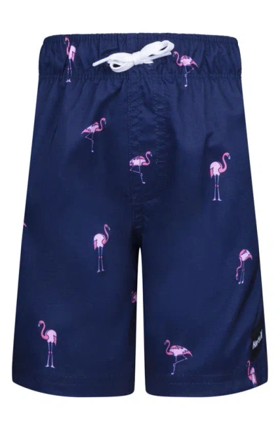 Hurley Kids' Flamingo Party Pull-on Swim Shorts In Midnight Navy