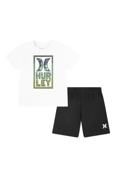 Hurley Kids' Jersey T-shirt & Mesh Shorts Set In Black