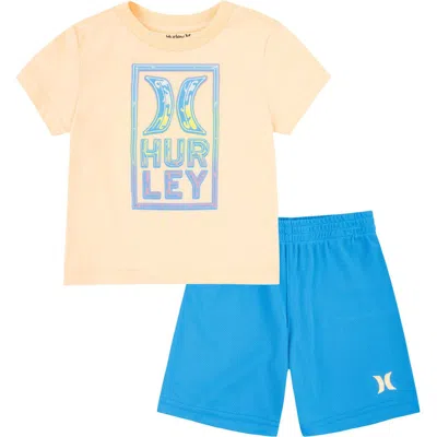 Hurley Babies'  Kids' Jersey T-shirt & Mesh Shorts Set In Melon Tint
