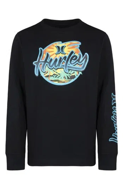 Hurley Kids' Oasis Long Sleeve Graphic T-shirt In Black