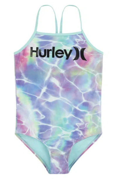 Hurley Kids' One-piece Swimsuit In Aqua Multi