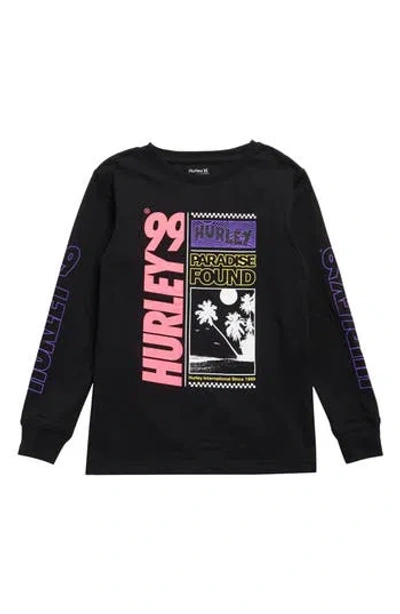 Hurley Kids' Paradise Found Long Sleeve T-shirt In Black