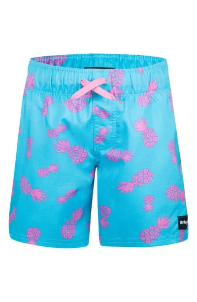 Hurley Kids' Pineapple Pool Party Pull-on Swim Shorts In Blue Lazer