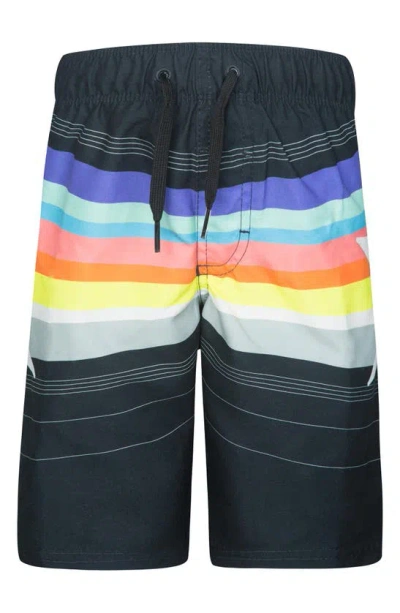 Hurley Kids' Point Stripe Swim Shorts In Multi Black