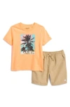 Hurley Kids' Utopia Graphic T-shirt & Shorts Set In Khaki