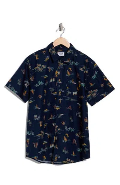Hurley Lafitenia Short Sleeve Button Up Shirt In Blue
