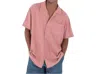 Hurley Laguna Camp Embroidered Button-front Shirt In Dark Ivory/phantom Rose In Pink