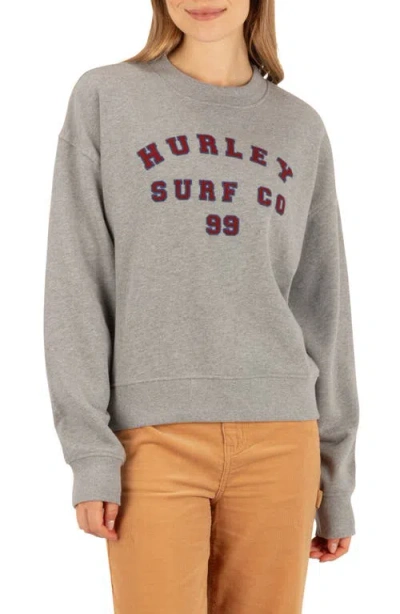 Hurley Letterman Crew Sweatshirt In Gray