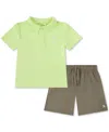 Hurley Little Boys H2o-dri Belmont Polo Top & Shorts, 2 Piece Set In Digi Lemon Heather