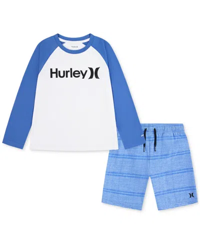 Hurley Kids' Little Boys Shoreline Swim Top & Shorts, 2 Piece Set In B2efountai