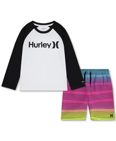 Hurley Kids' Little Boys Shoreline Swim Top & Shorts, 2 Piece Set In Multi